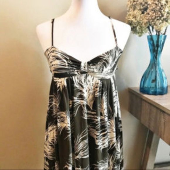 Maple Anthropologie Silk Feather Print Dress sz 2 - Picture 3 of 4